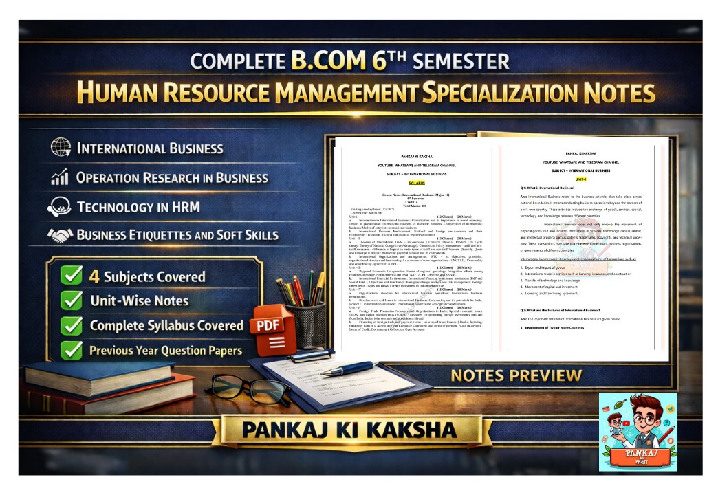 B.Com 6th Semester COMBO (HRM Major) Study Materials