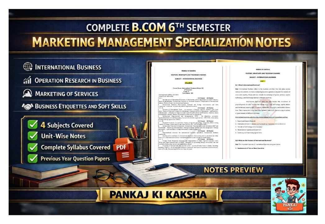 B.Com 6th Semester COMBO (Marketing Management Major) Study Materials