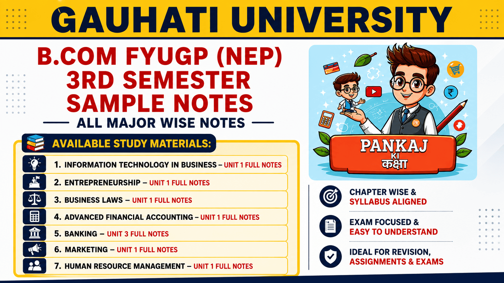 B.com 3rd Semester Study Materials (Sample)