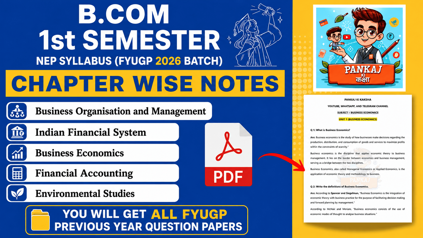 B.Com 1st Semester (NEP Syllabus – FYUGP 2026 Batch) Study Materials